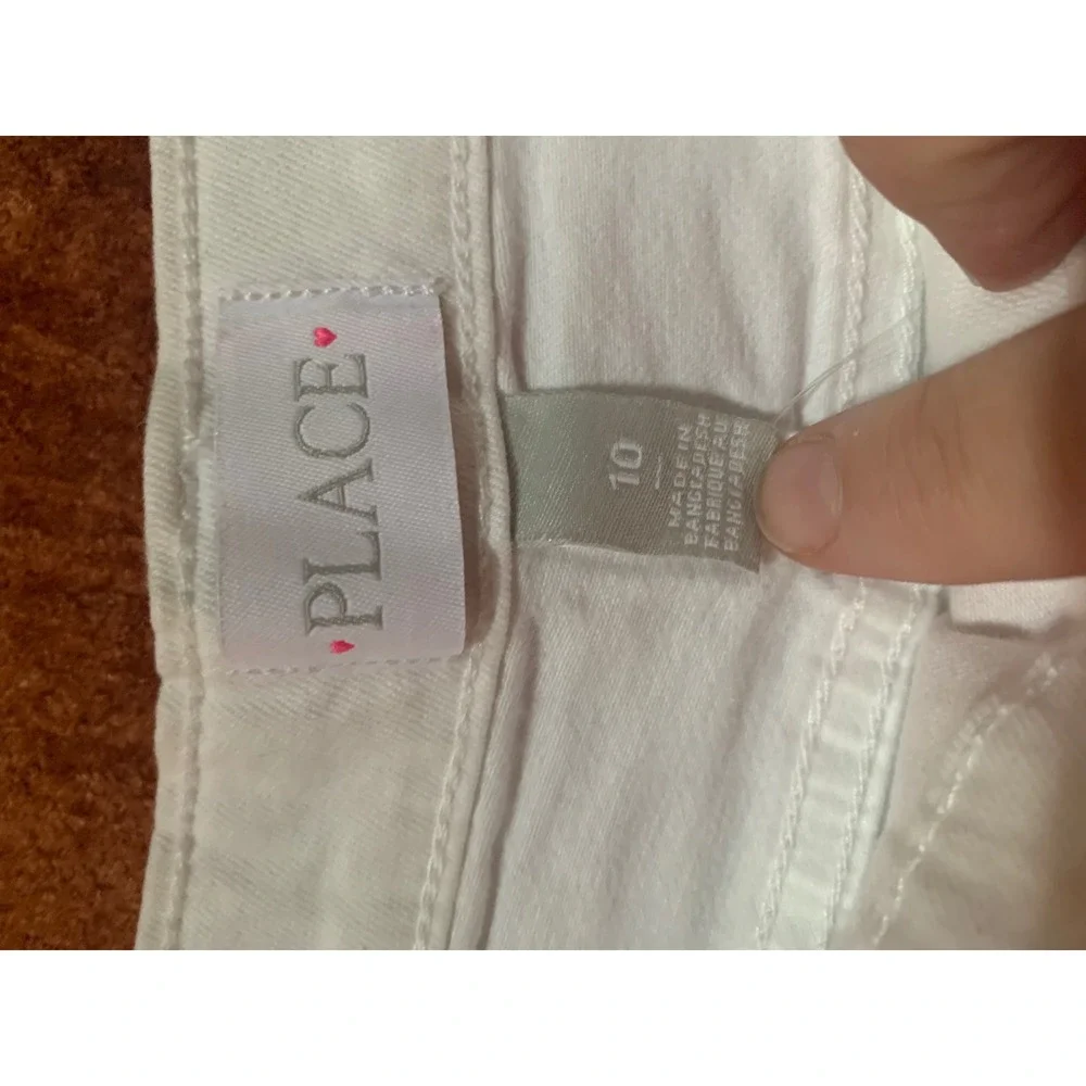 The Children's Place Girls White Denim Bermuda Shorts Size 10 Solid Basic Casual